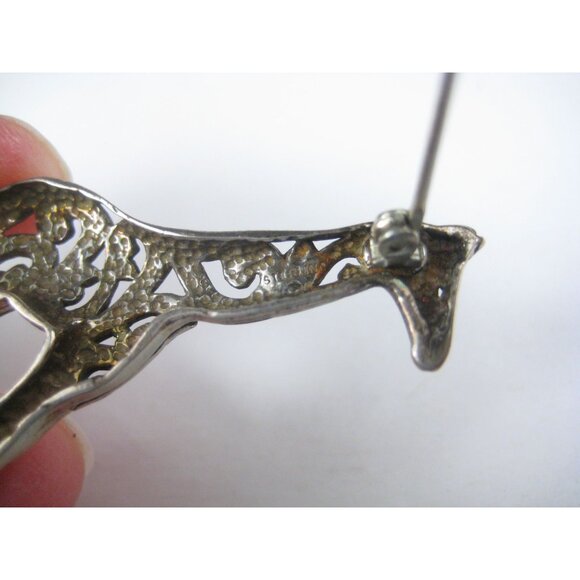 Vintage Jezlaine Sterling Silver 925 Giraffe Brooch Pin Ornate 1980s Filigree - Picture 9 of 9